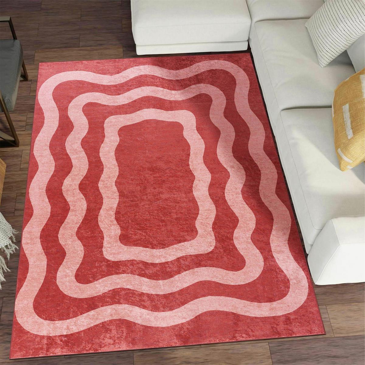 Tapis cuisine ou salle de bain, motif géométrique original, design chaleureux LYN11 G — vue 3