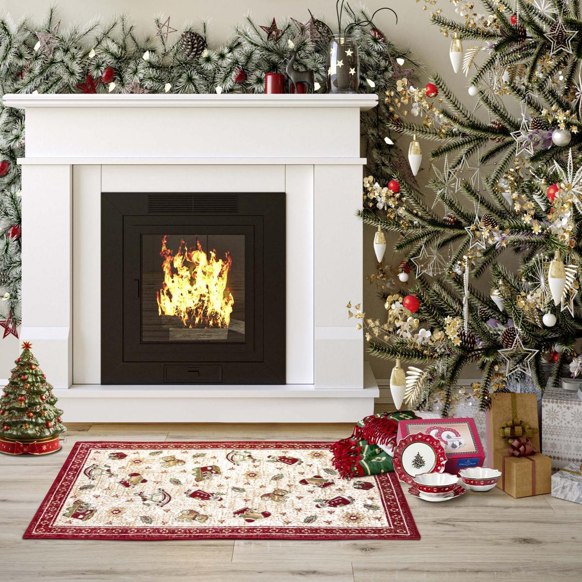 Tapis salon ou enfant NOEL 1, tapis kilim fin et original — vue 3