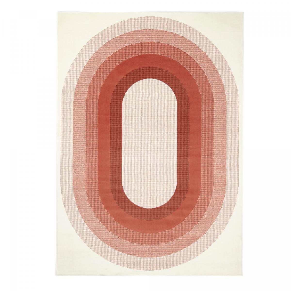Tapis motif géométrique ovale dégradé, style rétro 70's