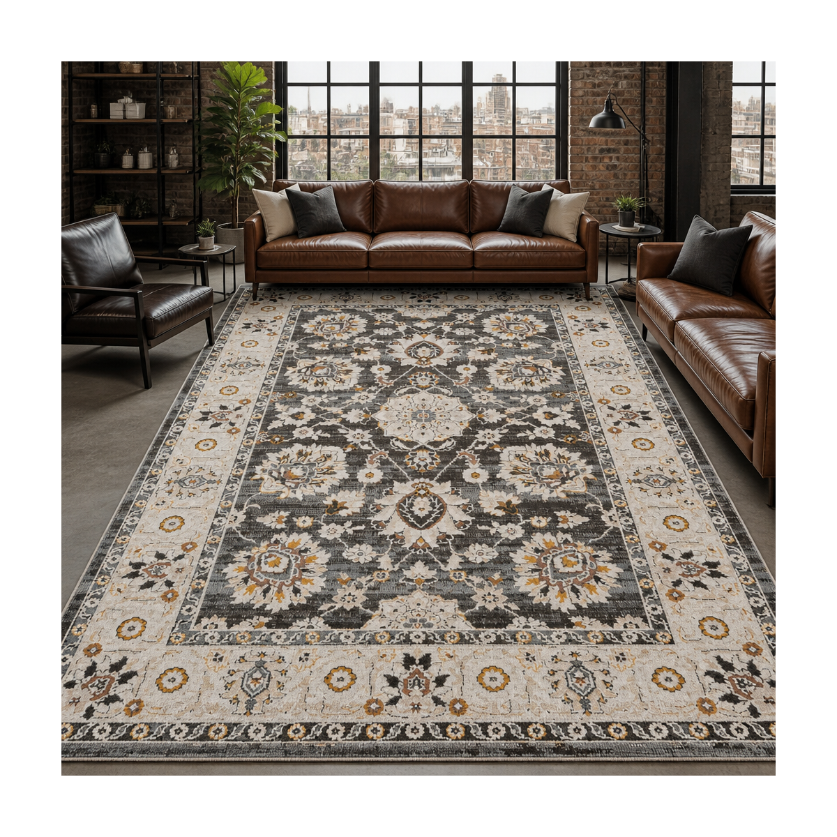 Tapis d'orient, motif oriental en relief, style authentique LYN51 OPALE — vue 3
