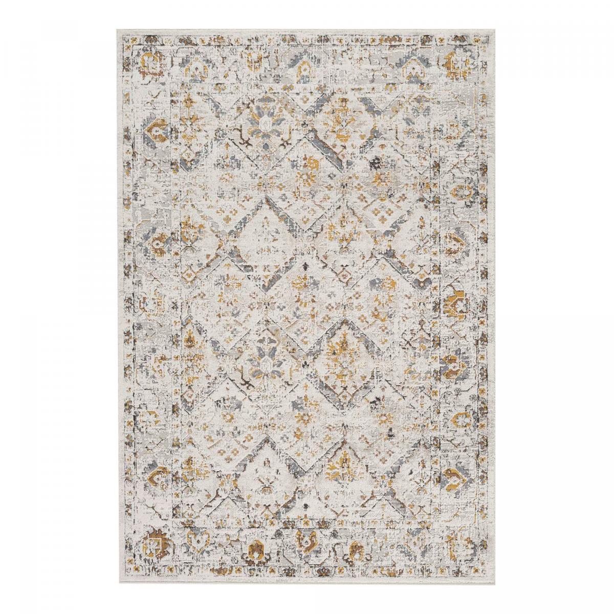 Tapis salon, motif rétro-vintage en relief, style chaleureux