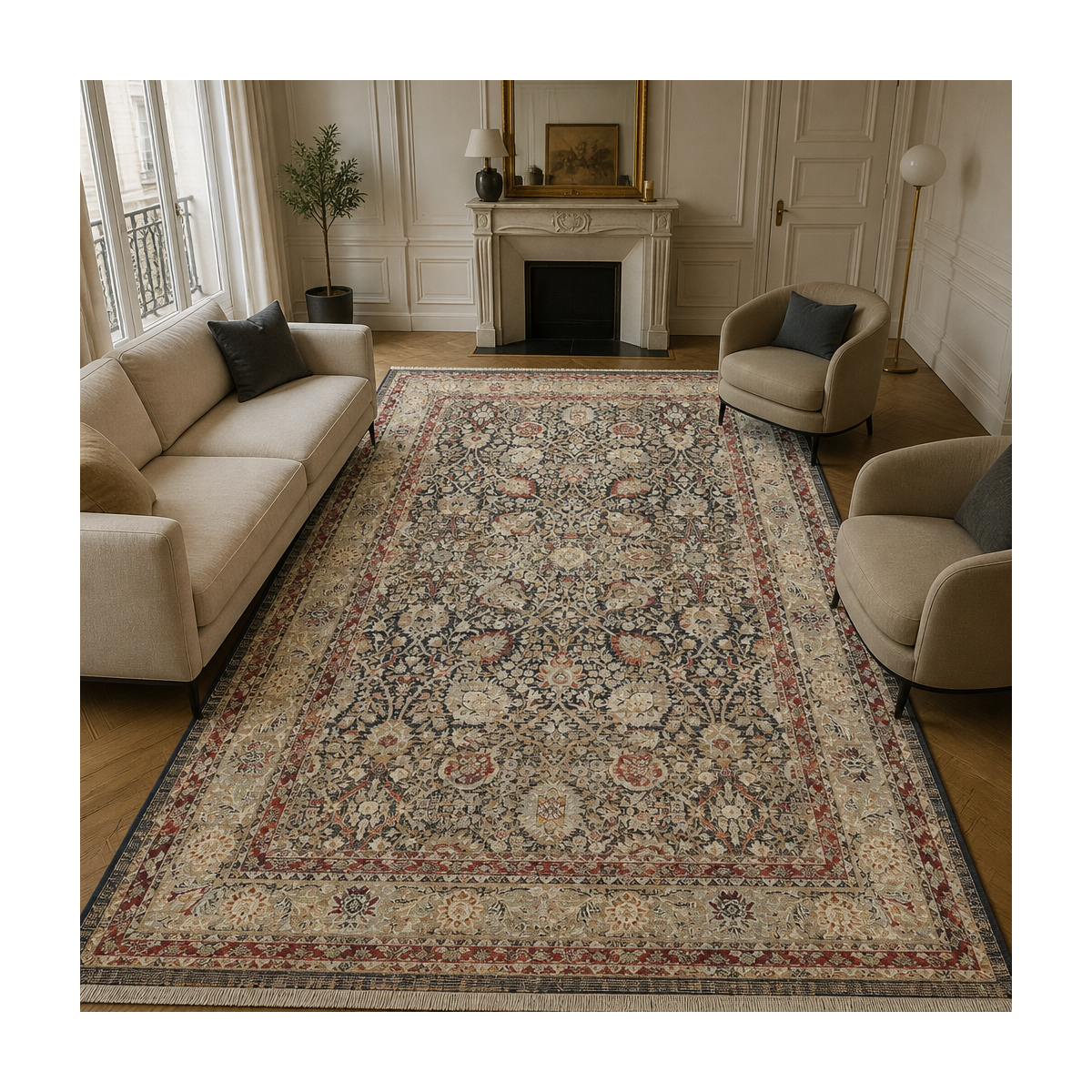 Tapis d'orient, motif oriental authentique tissé, LYN52 TABRIZA — vue 3