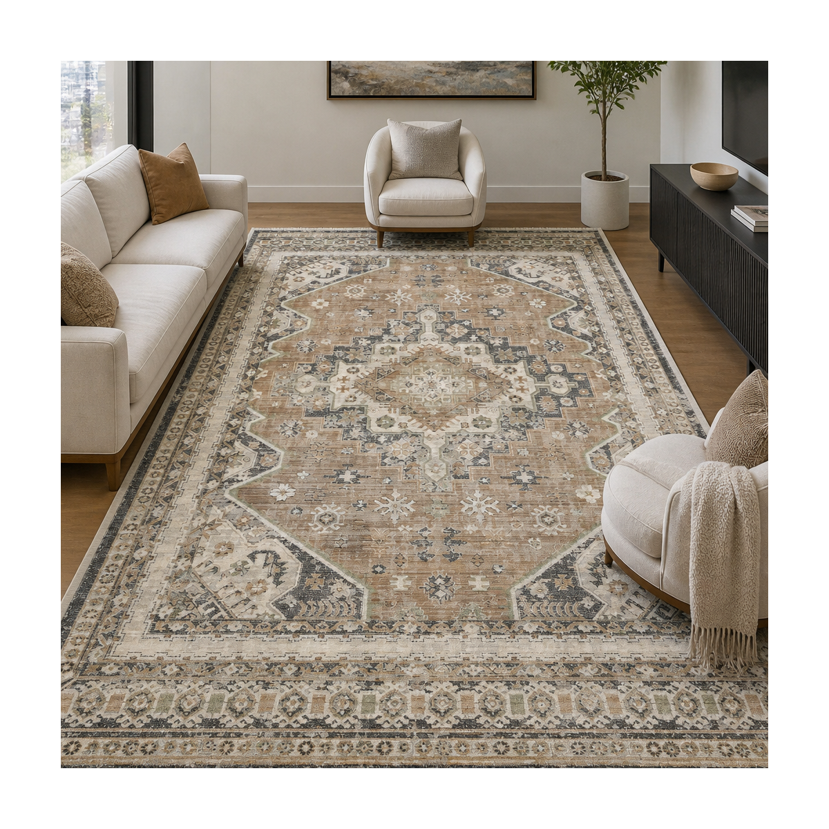 Tapis d'orient, motif oriental authentique, tissé, LYN52 BOUKA — vue 3