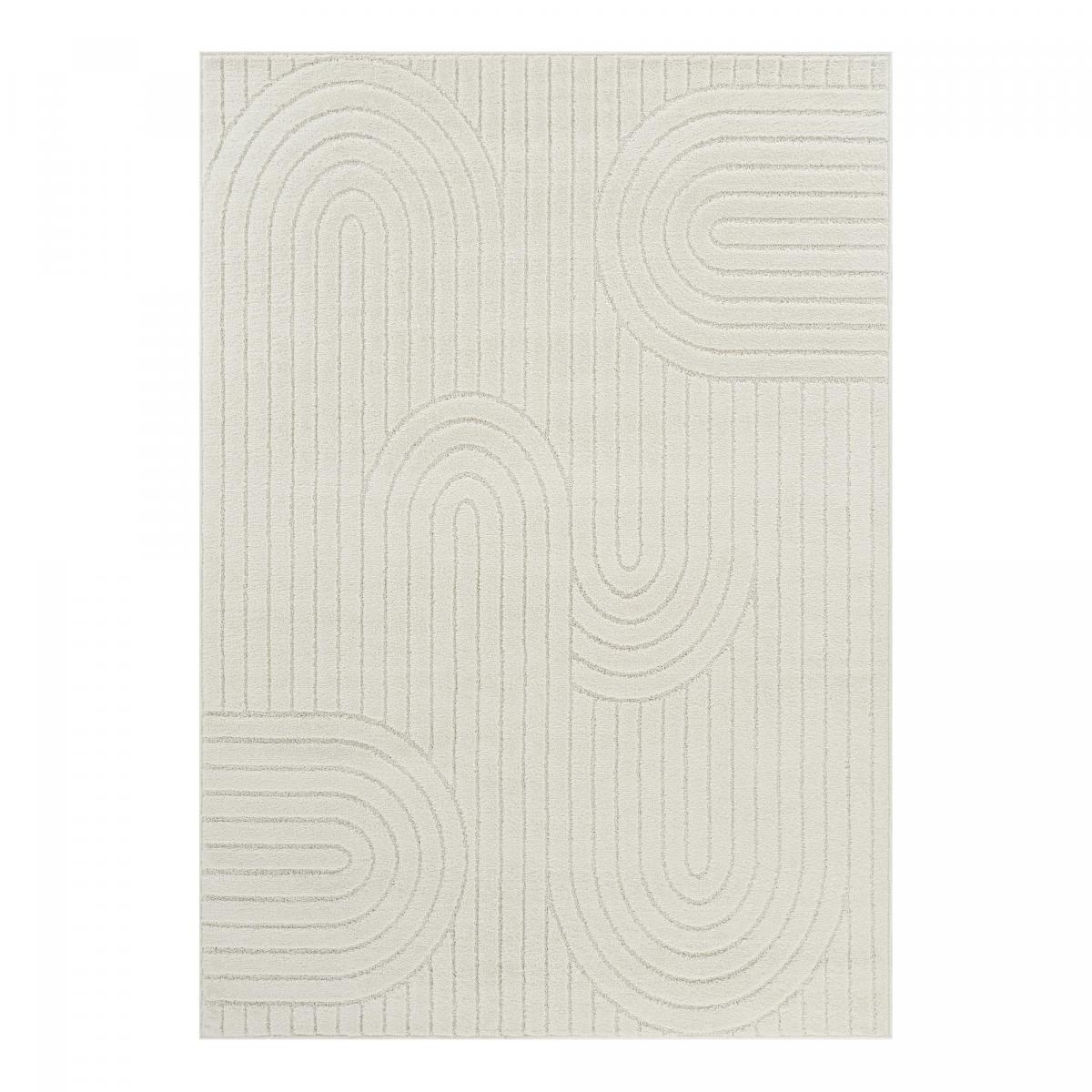Tapis salon, motif géométrique en relief, poil ras, LYN9 ARC
