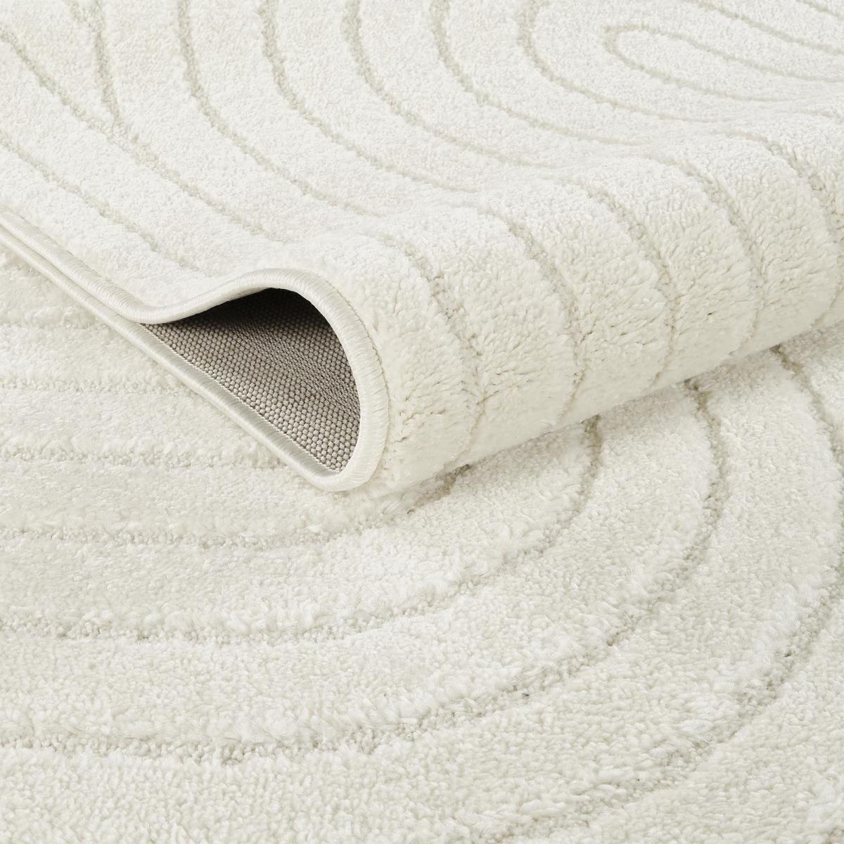 Tapis salon, motif géométrique en relief, poil ras, LYN9 ARC — vue 5