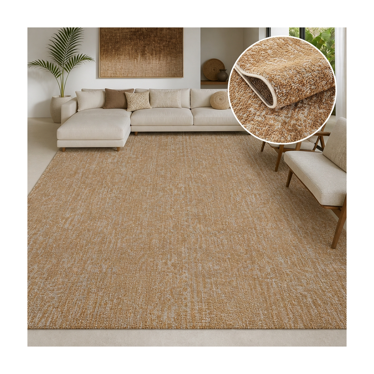 Tapis kilim faux uni, tissage authentique, design épuré, DUCCA — vue 3