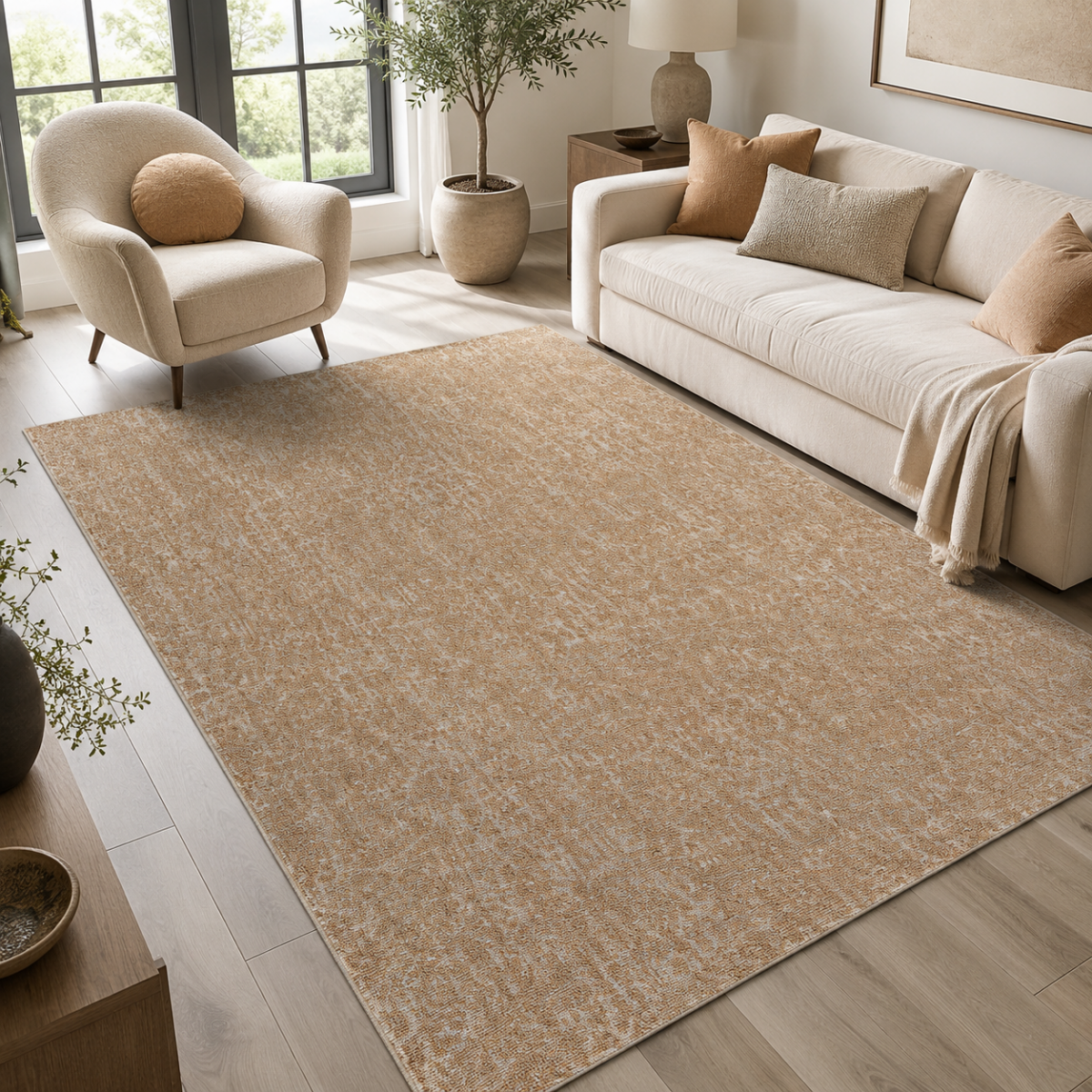Tapis kilim faux uni, tissage authentique, design épuré, DUCCA — vue 3