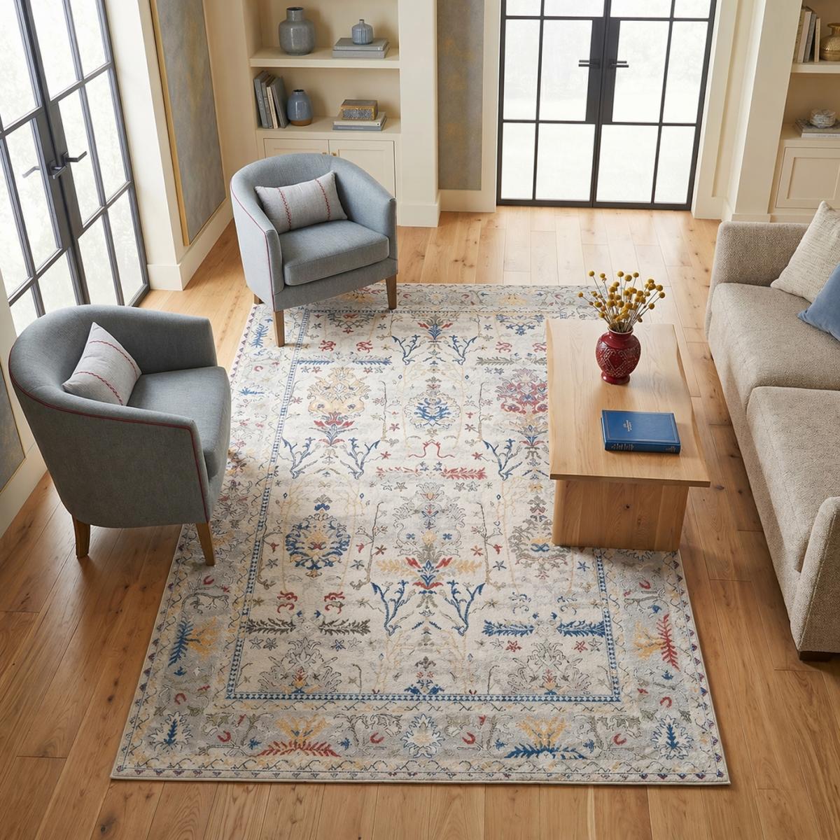 Tapis d'orient au motif oriental, style kilim, LYN11 PERLE — vue 6