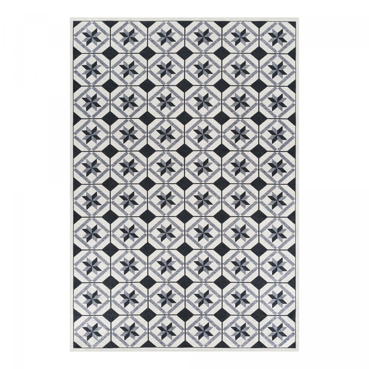 Tapis de cuisine, motif géométrique kilim tissé, LYN11 N&B