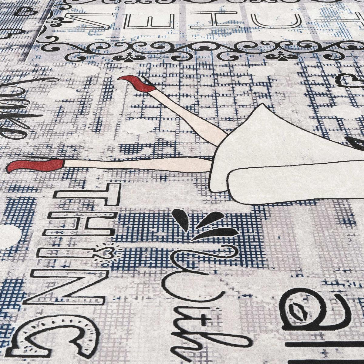 Tapis de cuisine, motif texte kilim tissé, lavable en machine — vue 4