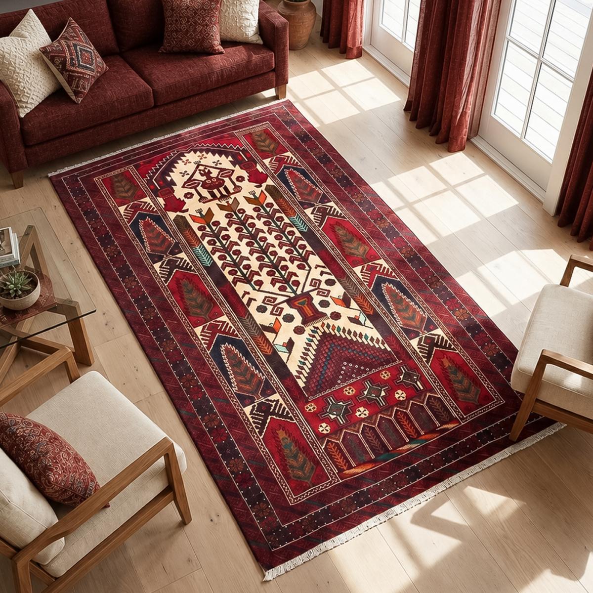 Tapis d'orient oriental, noué main en laine, BALUTSCH 1 — vue 3