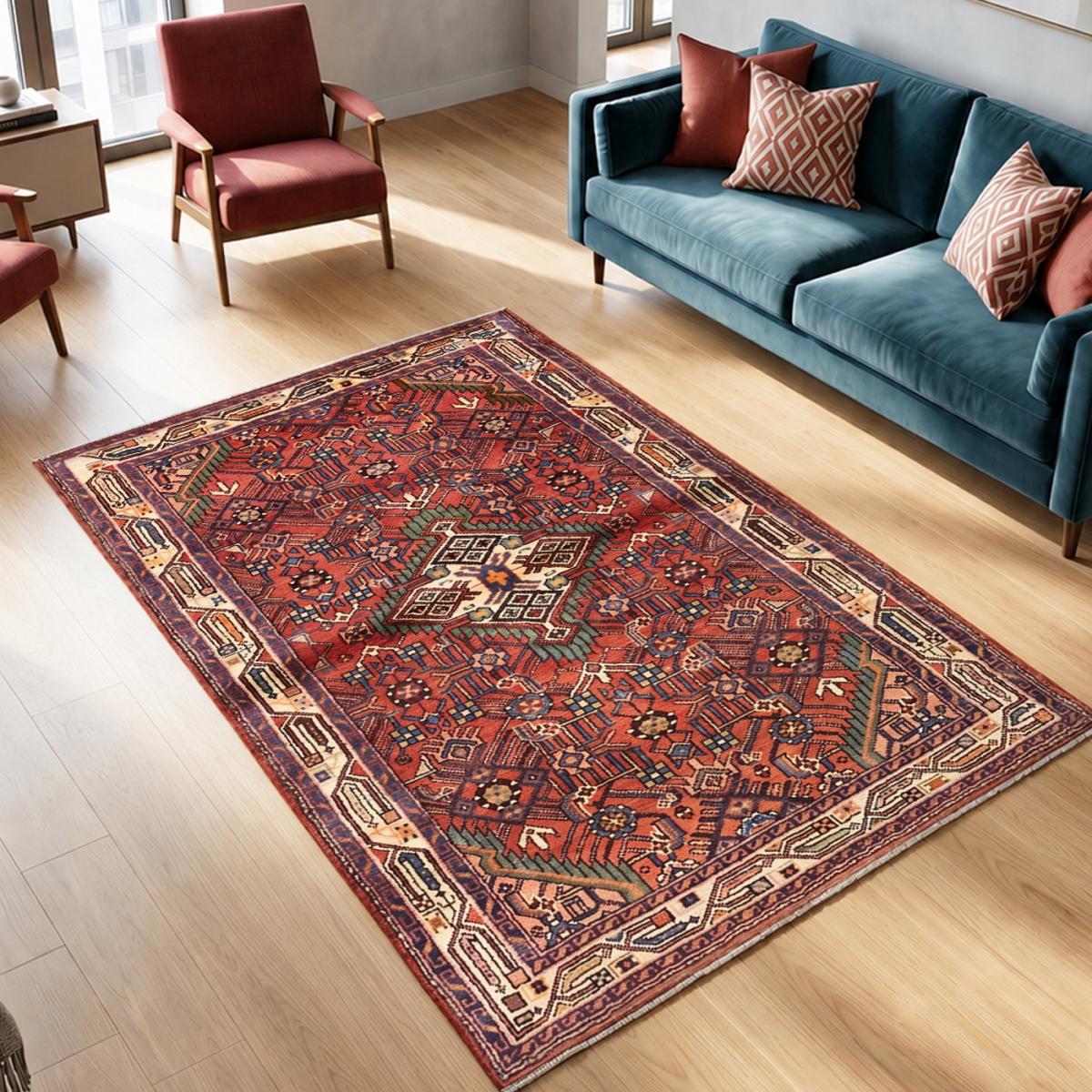 Tapis d'orient au motif oriental, noué à la main, HAMADAN 7 — vue 3