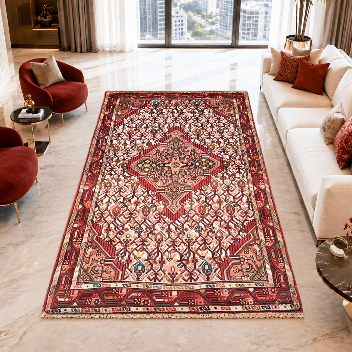Tapis d'orient, motif oriental noué main en laine, HAMADAN 11 — vue 3