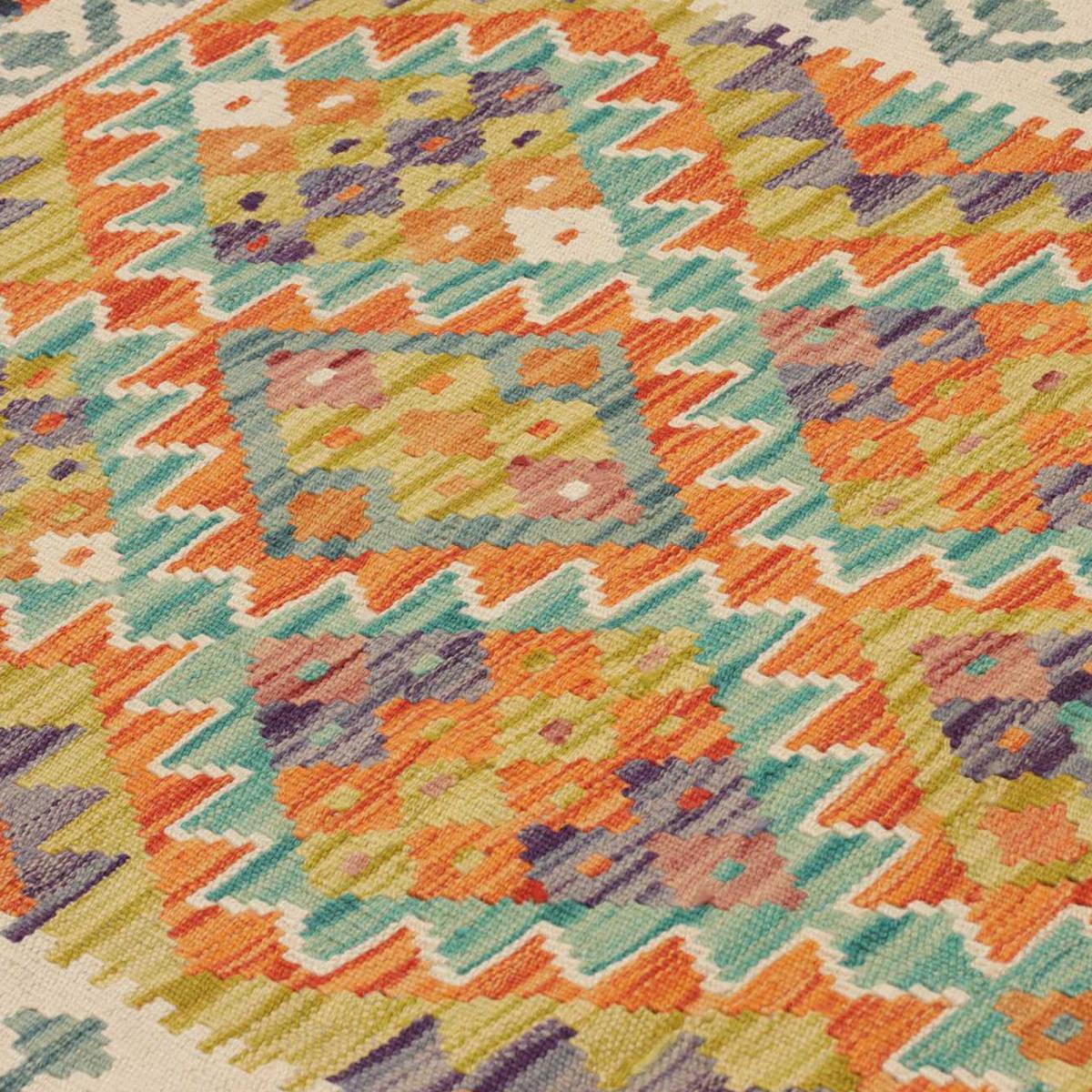 Tapis d'orient à motif géométrique, tissage plat authentique — vue 5