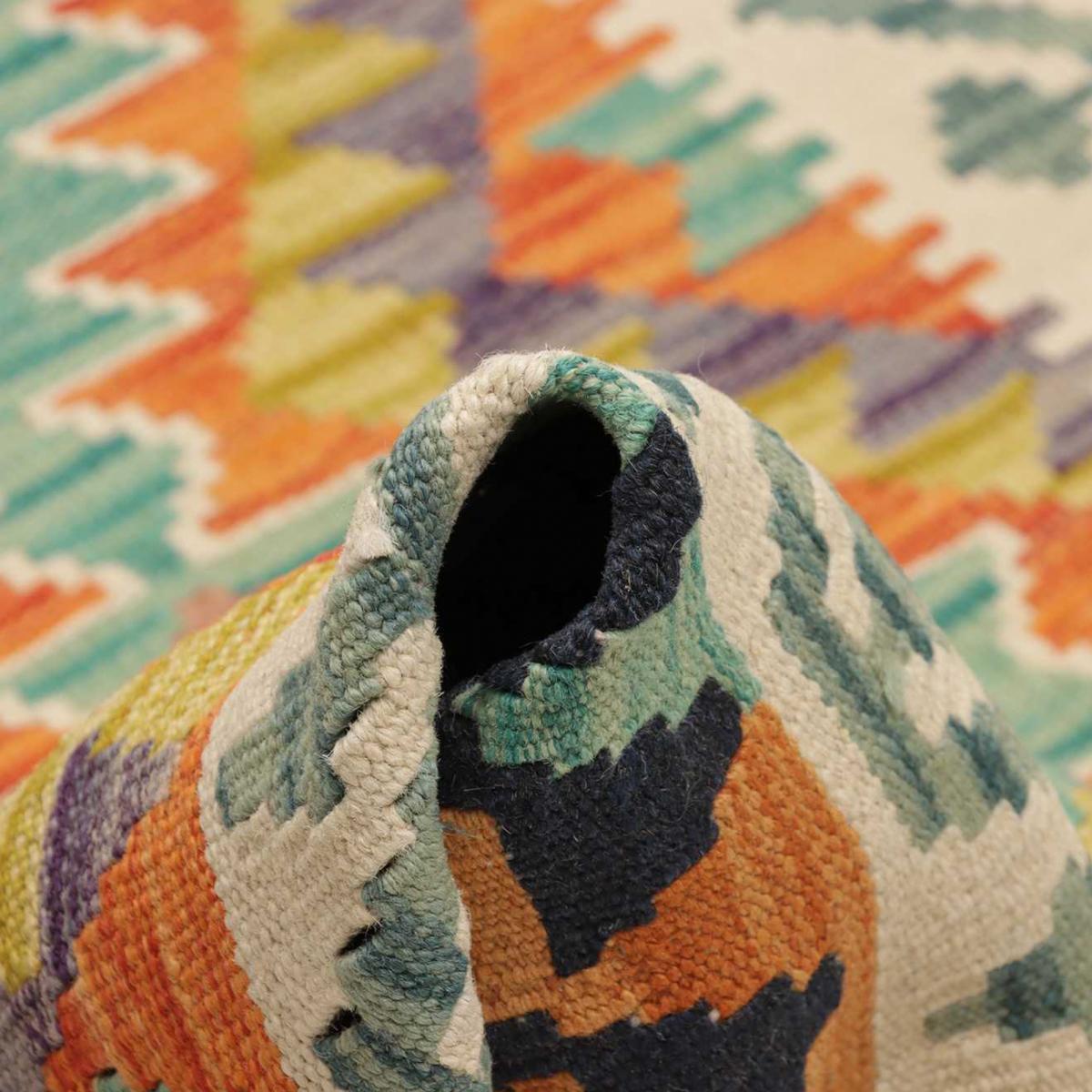 Tapis d'orient à motif géométrique, tissage plat authentique — vue 6