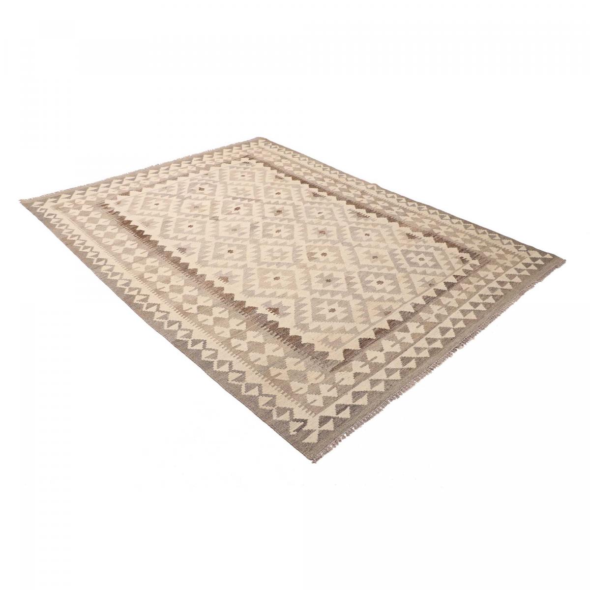 Tapis d'orient, motif géométrique artisanal, tissé à plat, KILIM 5 — vue 4