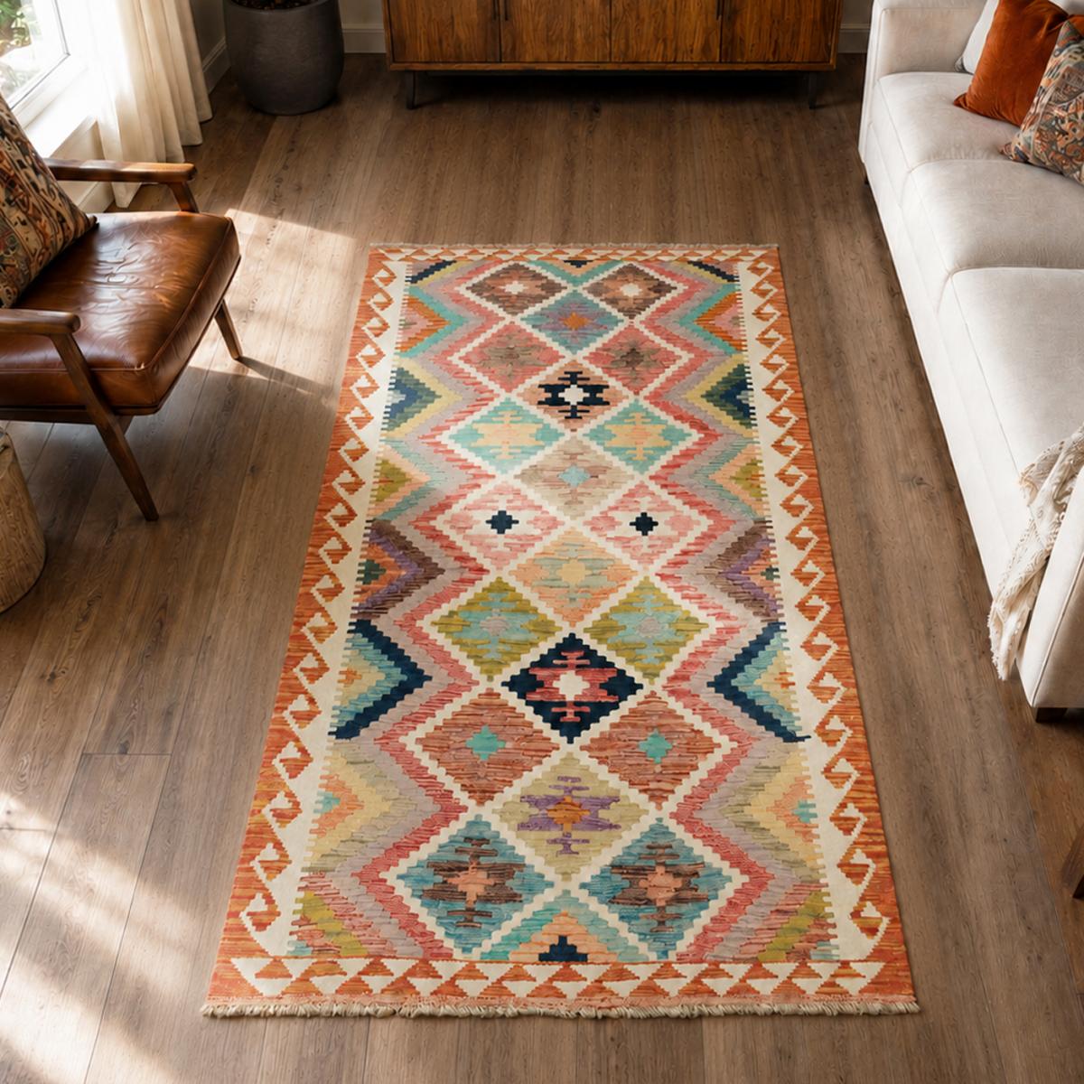 Tapis d'orient au motif ethnique, tissé à plat en laine, KILIM 7 — vue 3