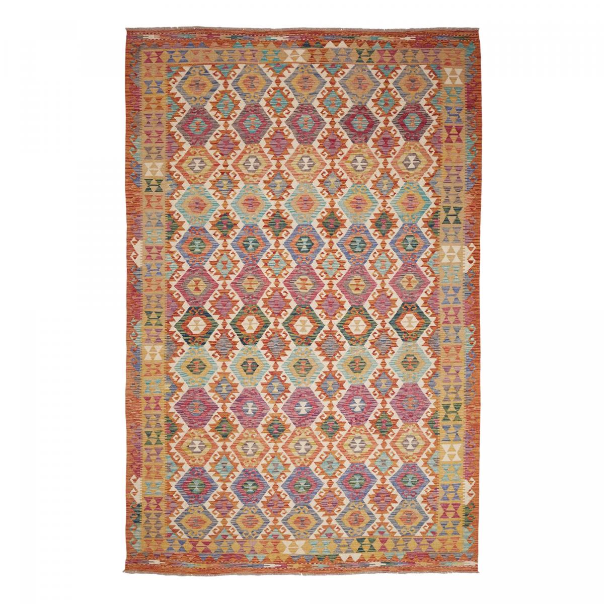 Tapis d'orient ethnique en laine naturelle, tissé plat artisanal