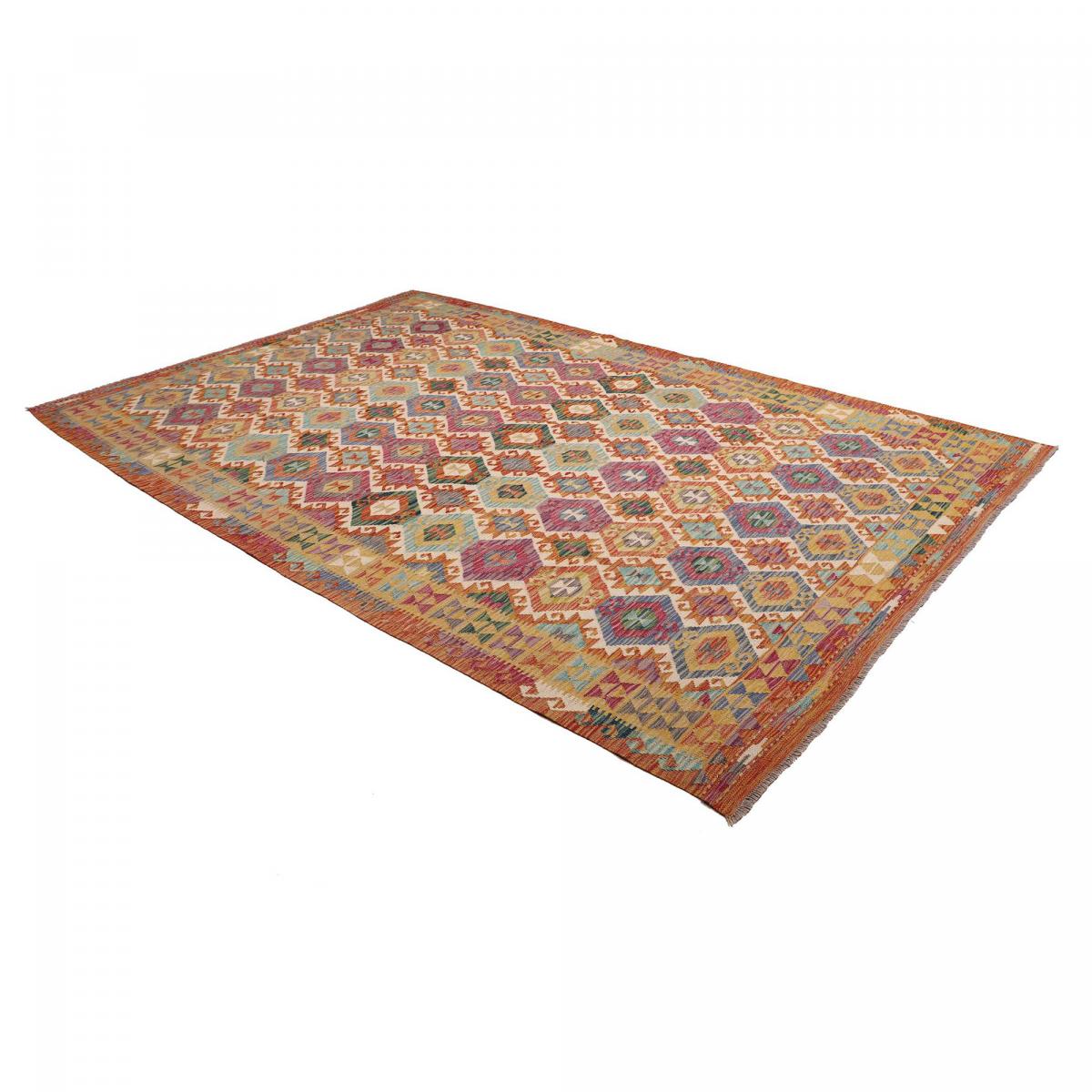 Tapis d'orient ethnique en laine naturelle, tissé plat artisanal — vue 4