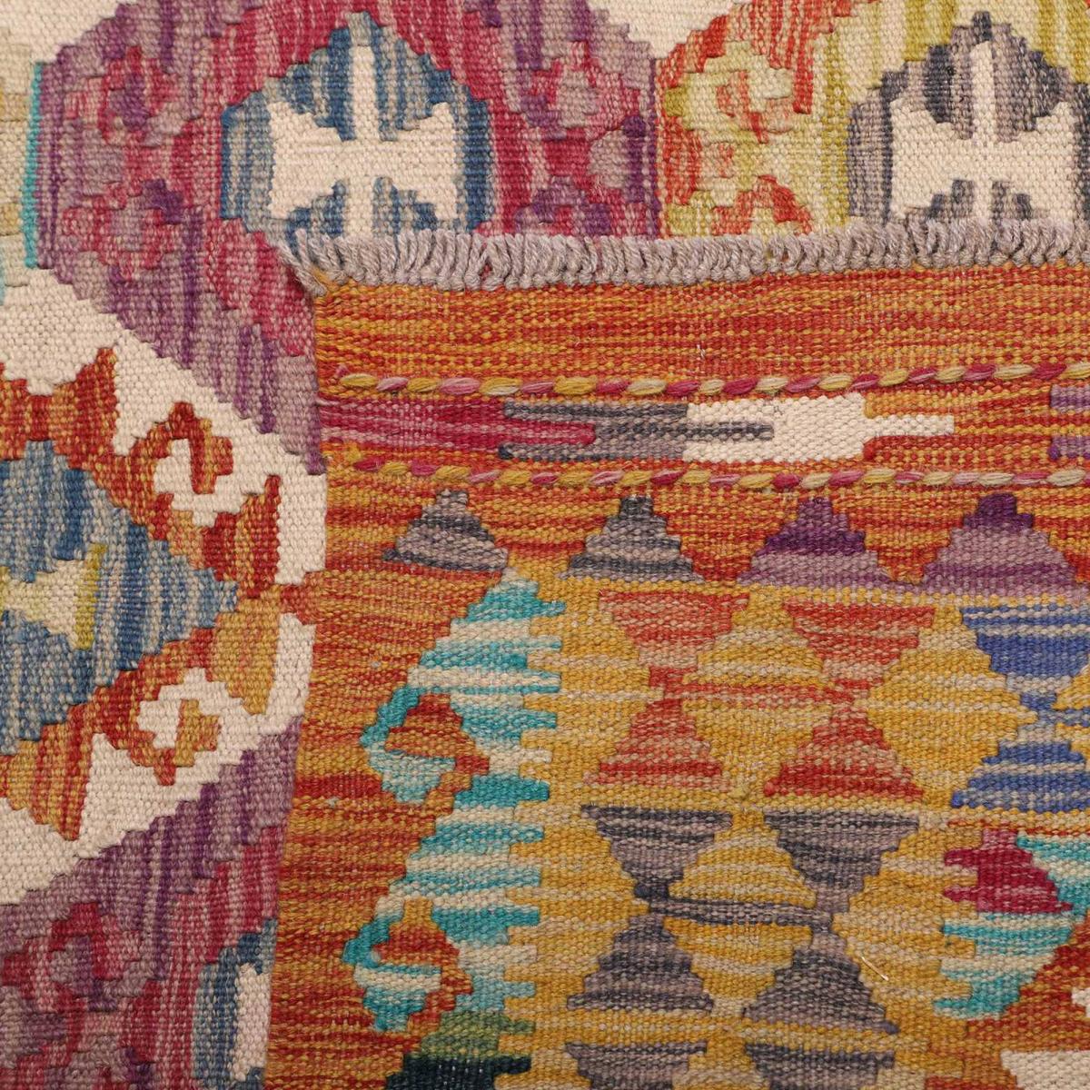 Tapis d'orient ethnique en laine naturelle, tissé plat artisanal — vue 6