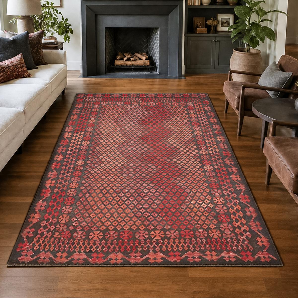 Tapis d'orient, motif géométrique authentique, laine naturelle, KILIM 11 — vue 3
