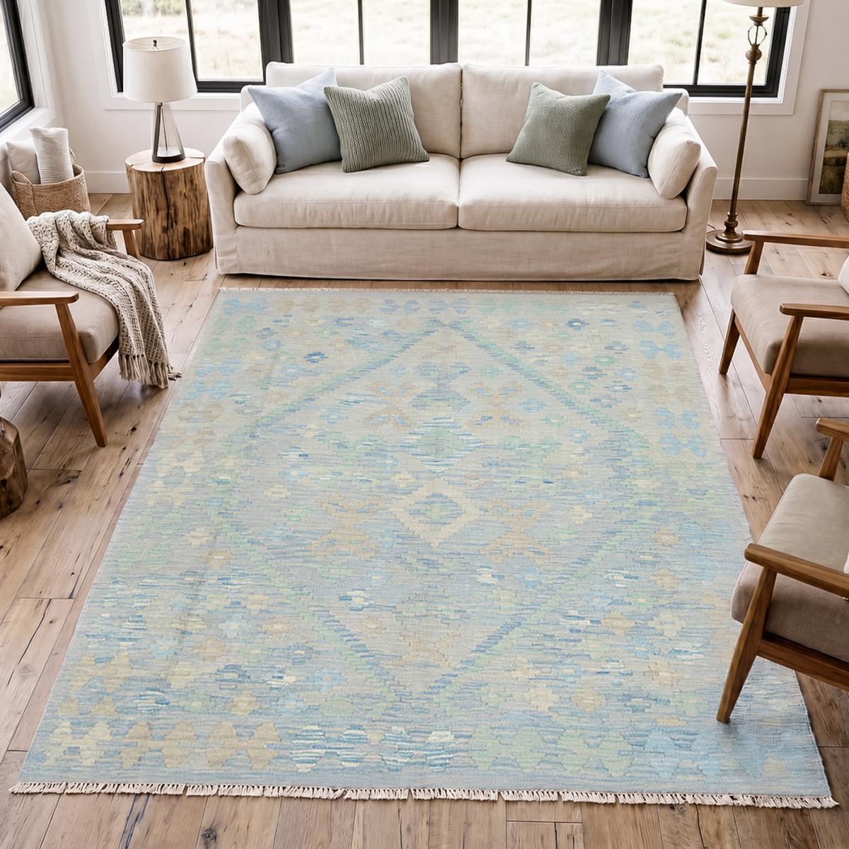 Tapis d'orient géométrique, tissé plat en laine, KILIM 13 — vue 3
