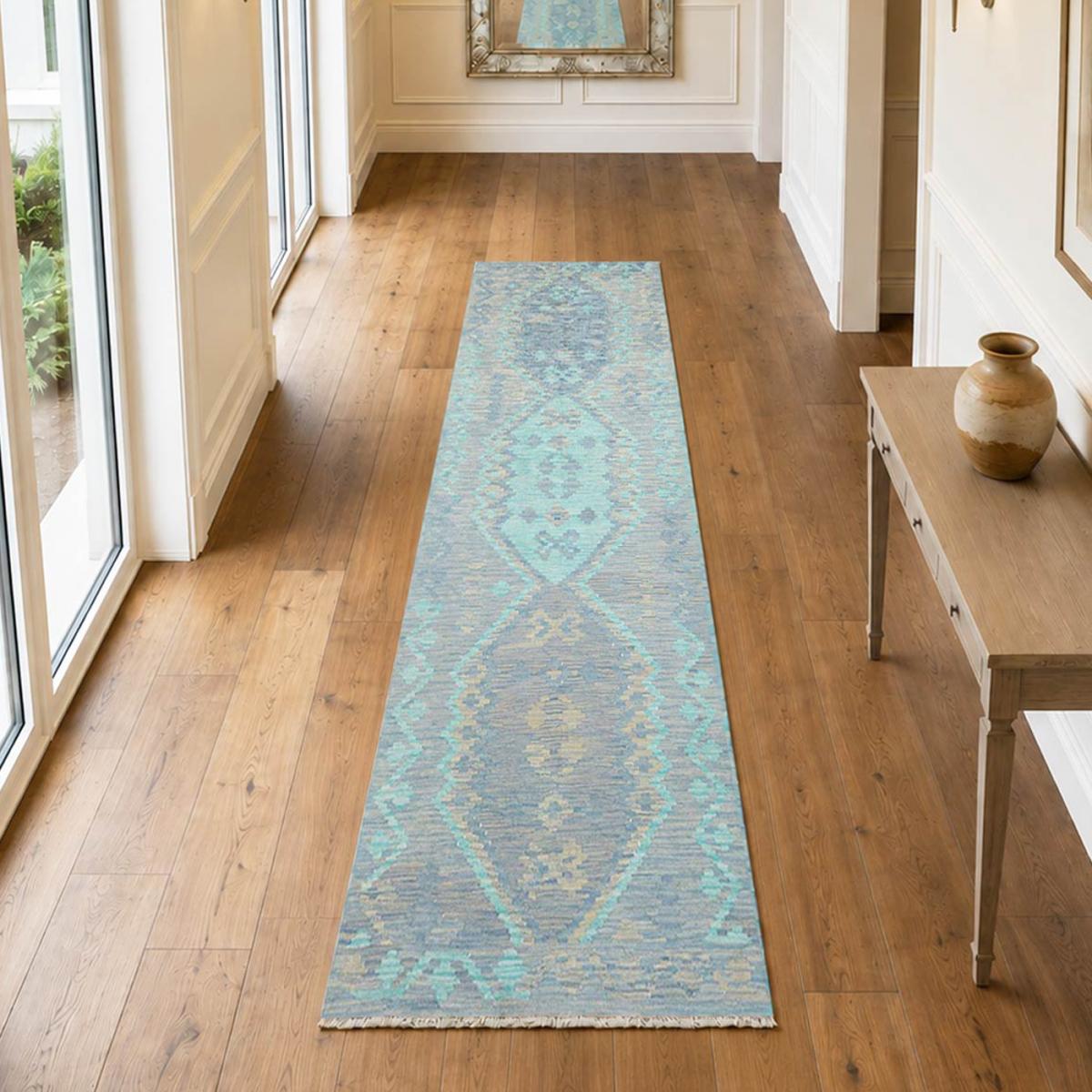 Tapis d'orient géométrique, tissé à plat, laine naturelle, KILIM 19 — vue 3
