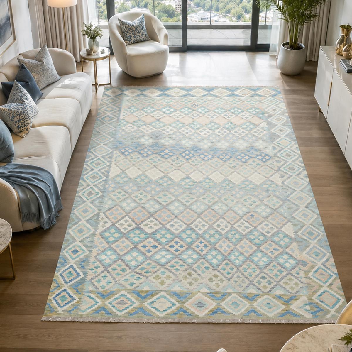 Tapis d'orient géométrique, tissé plat en laine, KILIM 20 — vue 3