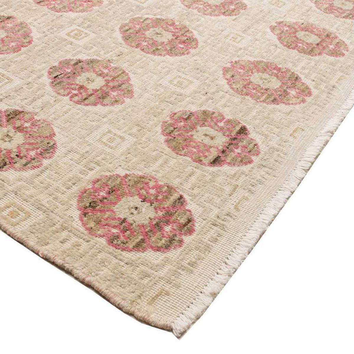 Tapis salon, motif nature floral, artisanal noué main en laine — vue 5