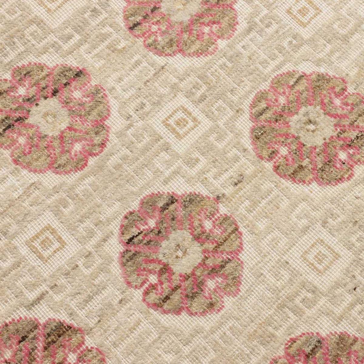 Tapis salon, motif nature floral, artisanal noué main en laine — vue 6