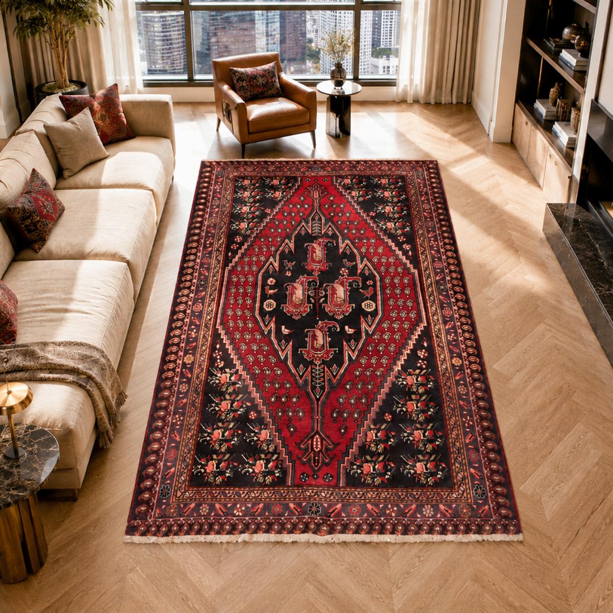 Tapis d'orient oriental, noué main en laine, HAMADAN 17 — vue 3