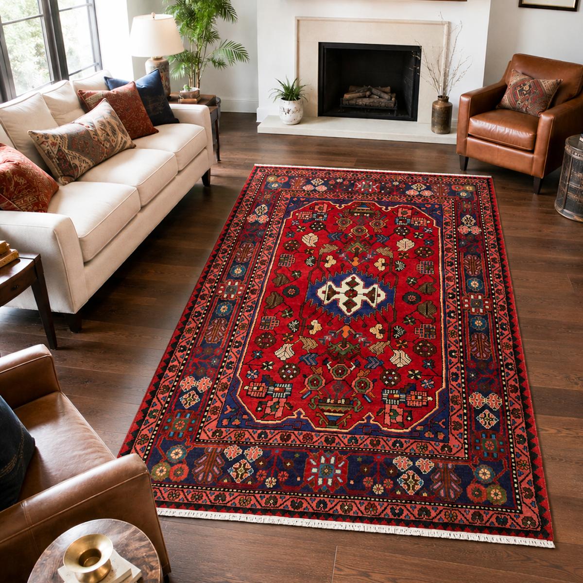 Tapis d'orient aux motifs orientaux, noué main, HAMADAN 18 — vue 3