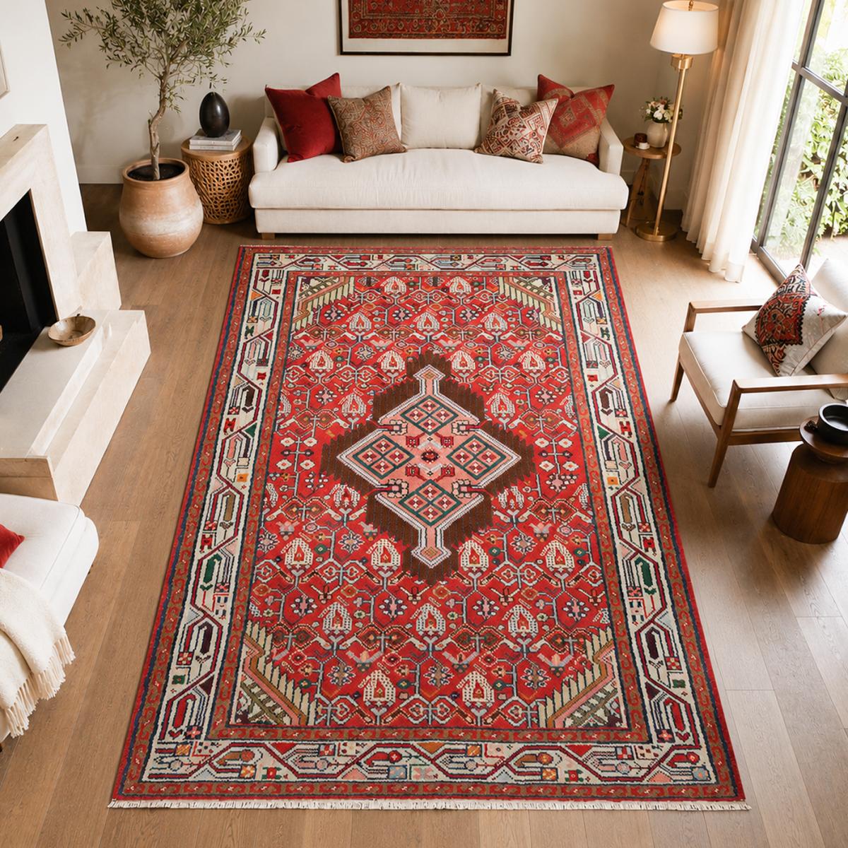 Tapis d'orient aux motifs orientaux, noué main, HAMADAN 19 — vue 3