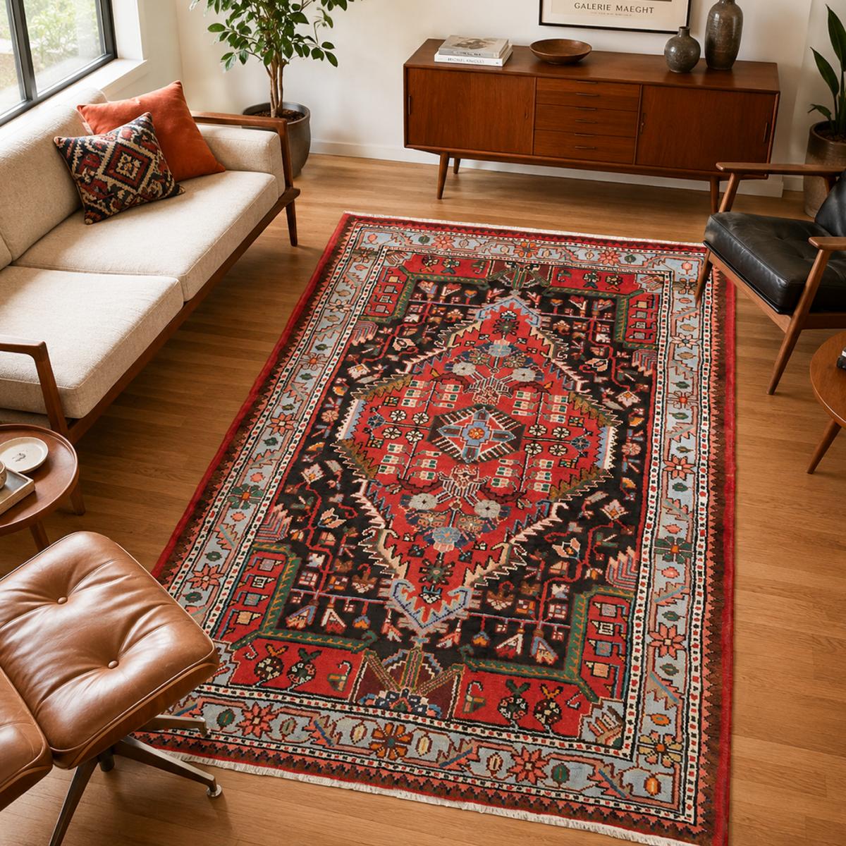 Tapis d'orient oriental, noué main en laine, HAMADAN 20 — vue 3