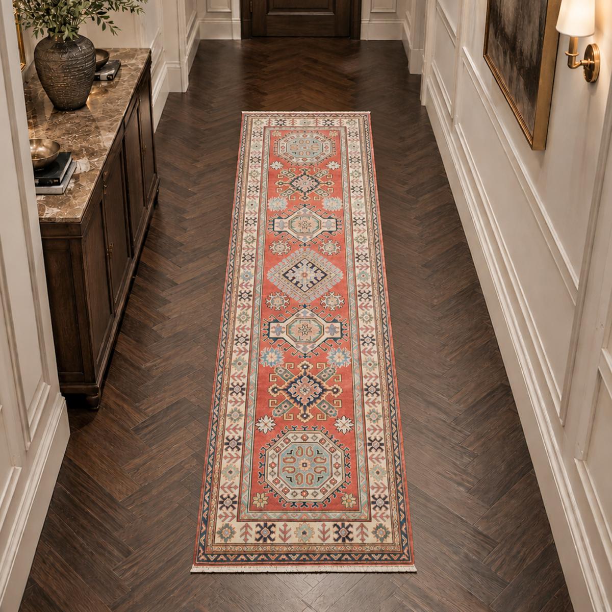 Tapis salon géométrique, noué main en laine, KAZAK CO 54 — vue 3