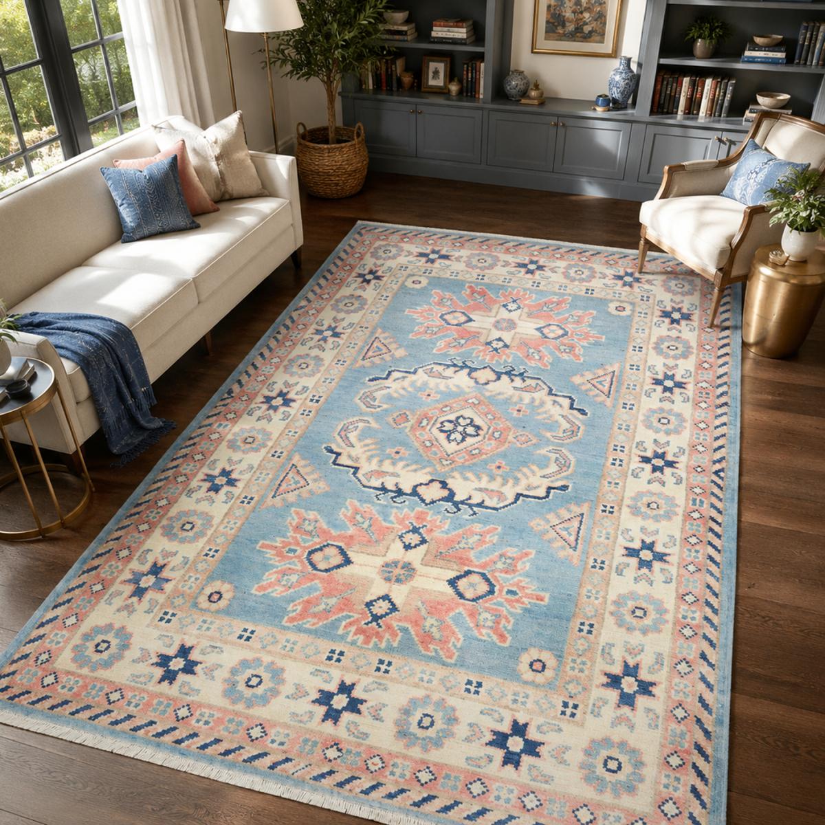 Tapis salon traditionnel, noué main en laine, KAZAK CO 55 — vue 3