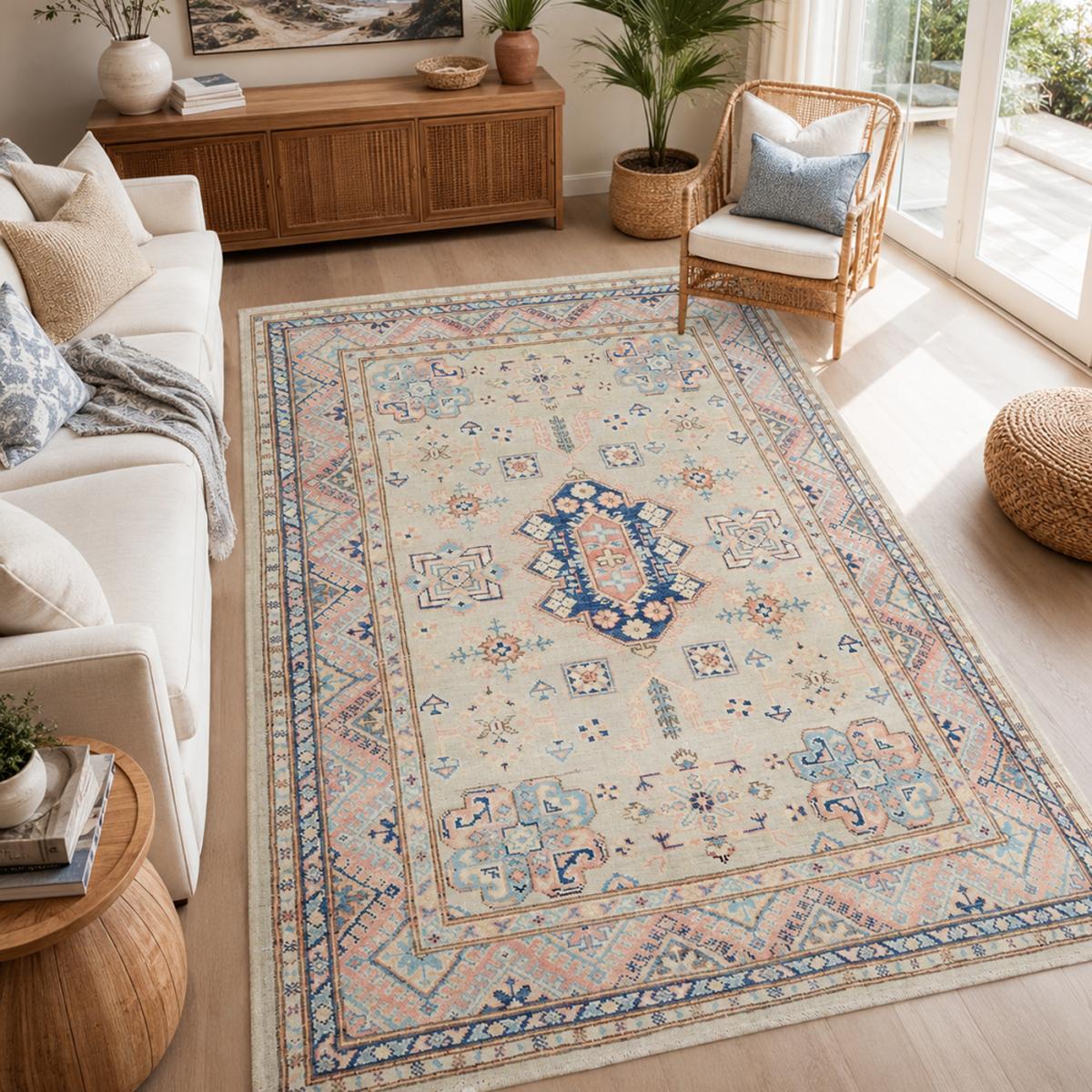 Tapis salon géométrique, noué main en laine, KAZAK CO 56 — vue 3