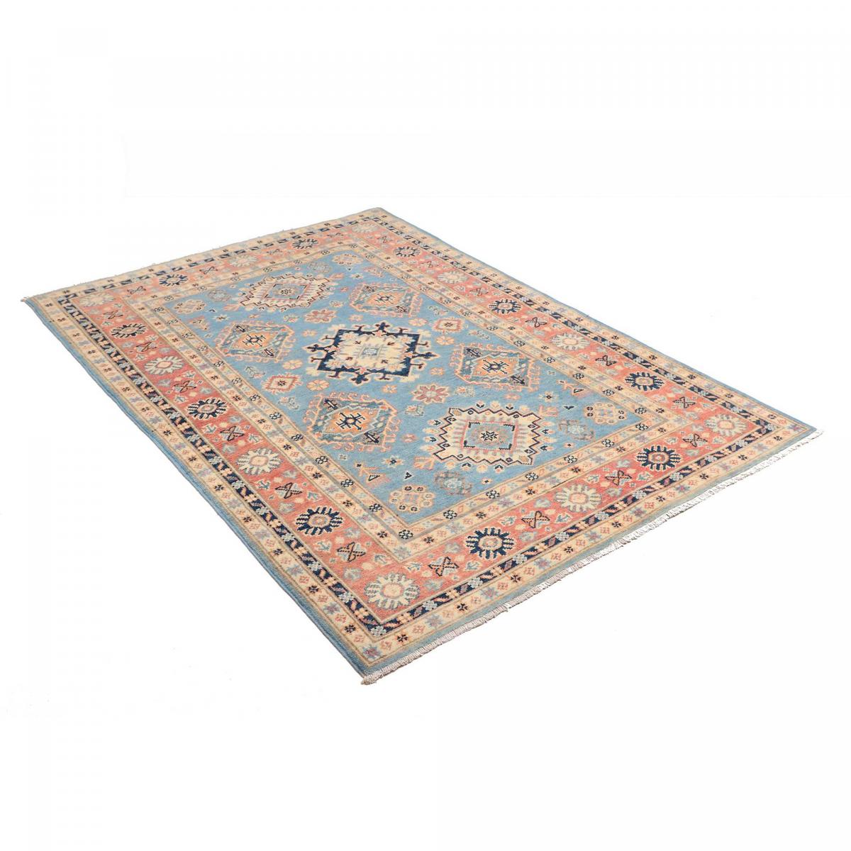 Tapis salon géométrique, artisanal noué main en laine naturelle — vue 4