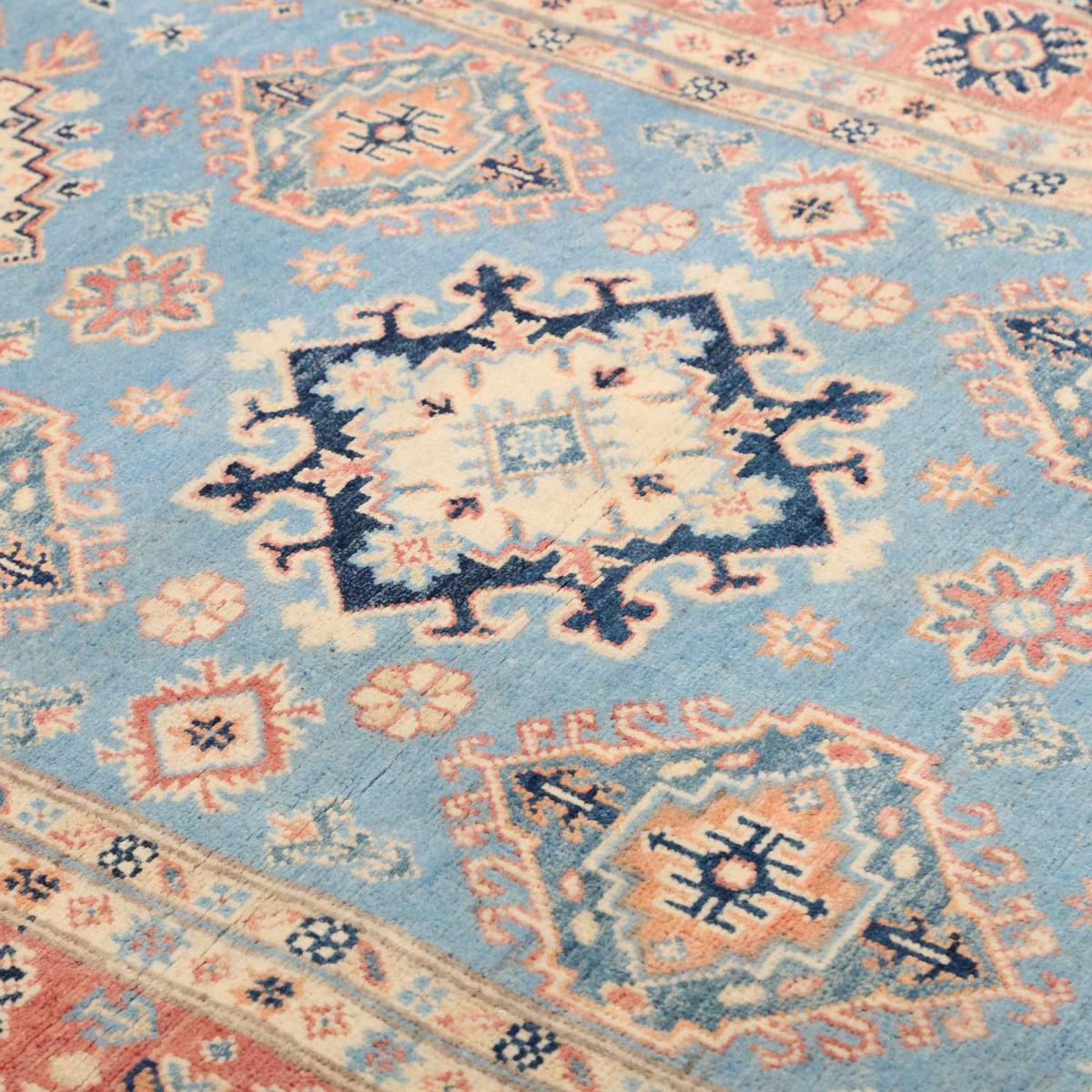 Tapis salon géométrique, artisanal noué main en laine naturelle — vue 6