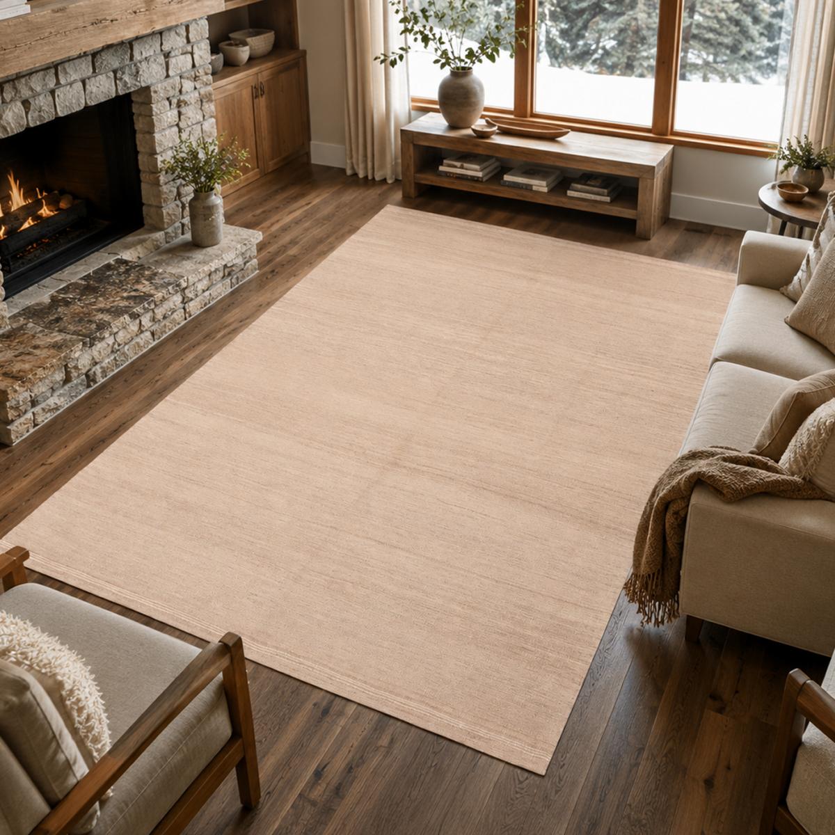 Tapis kilim, faux uni authentique, tissé à plat en laine — vue 3