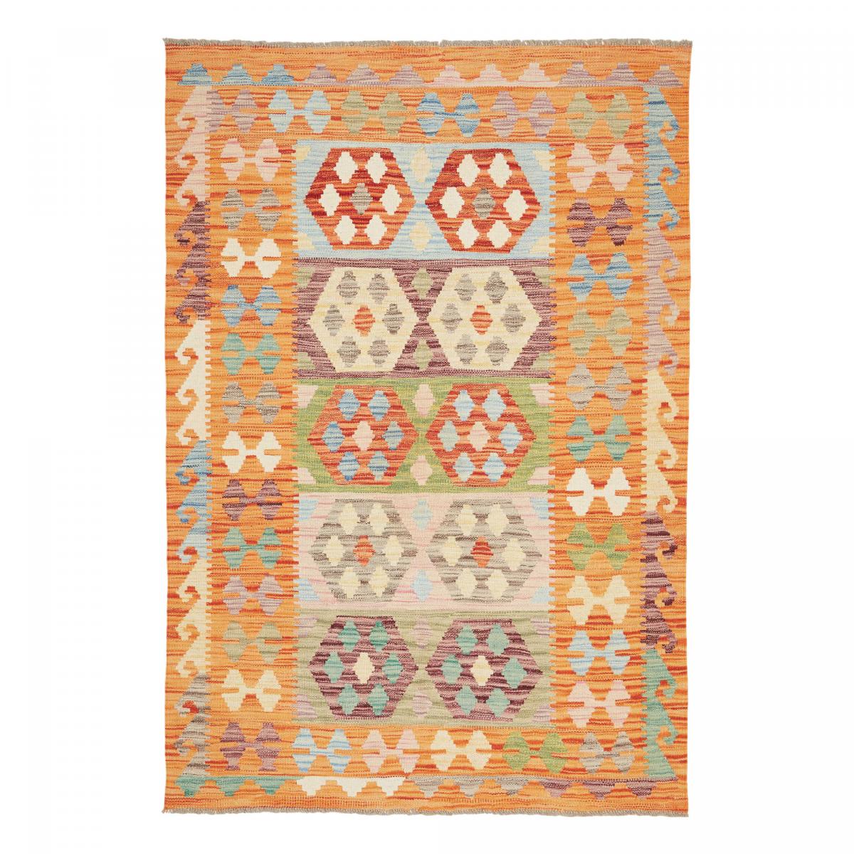 Tapis kilim au motif ethnique, tissé plat authentique, KILIM 24