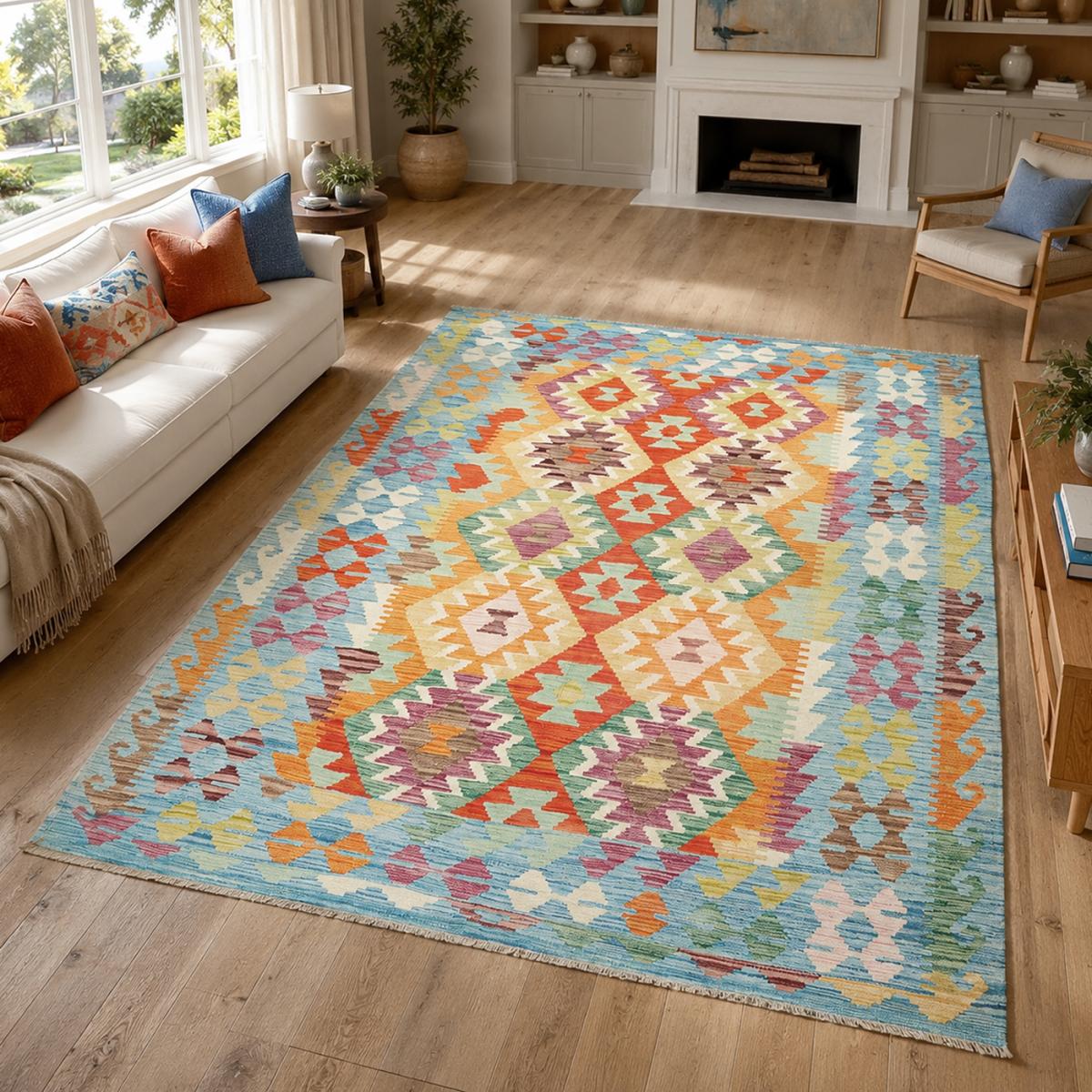 Tapis kilim ethnique, tissé plat en laine naturelle, KILIM 25 — vue 3