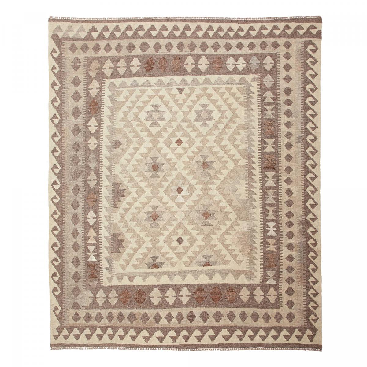 Tapis kilim au motif ethnique, tissé plat en laine naturelle