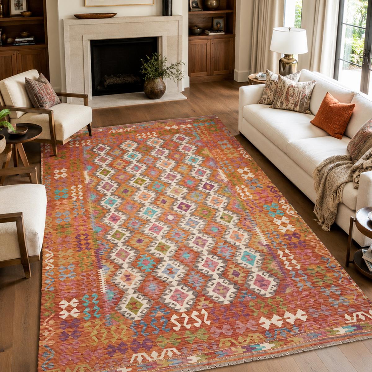 Tapis kilim, motif ethnique authentique, tissé en laine, KILIM 30 — vue 3