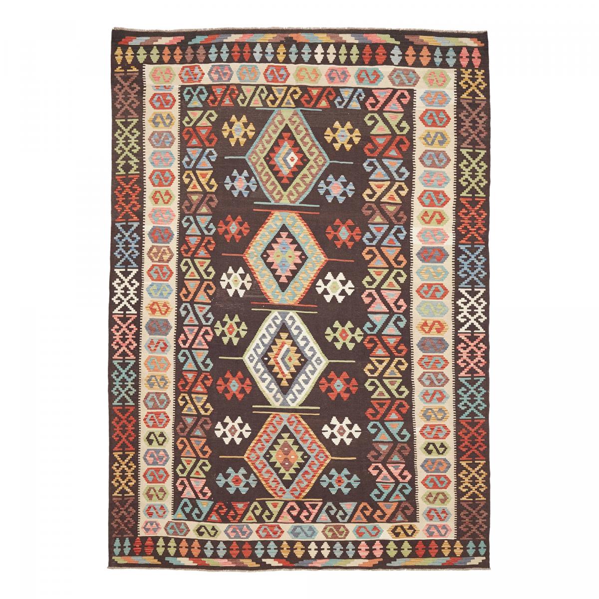 Tapis kilim au motif ethnique, tissé plat en laine, KILIM 32