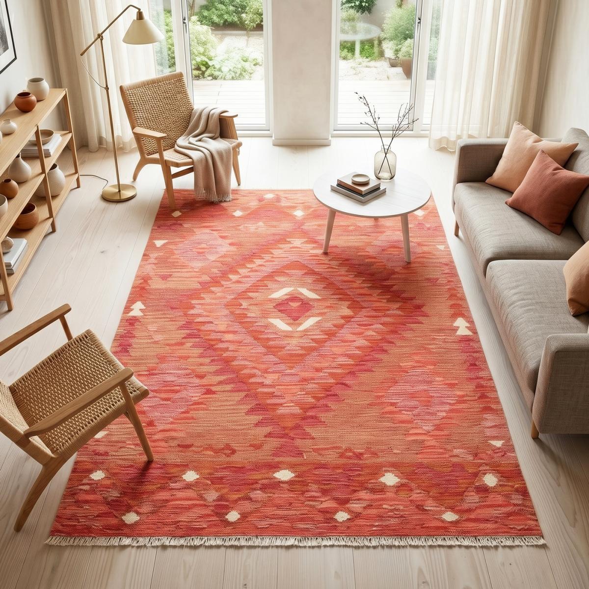 Tapis kilim géométrique, tissé plat en laine, KILIM 33 — vue 3