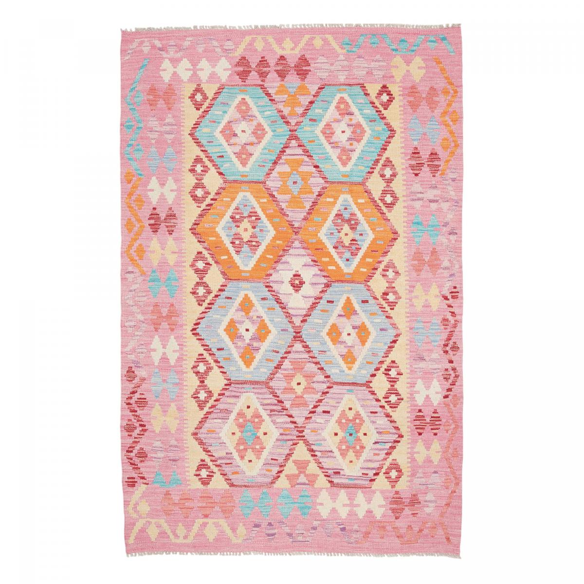 Tapis kilim, motif géométrique, tissé plat en laine naturelle — vue 3