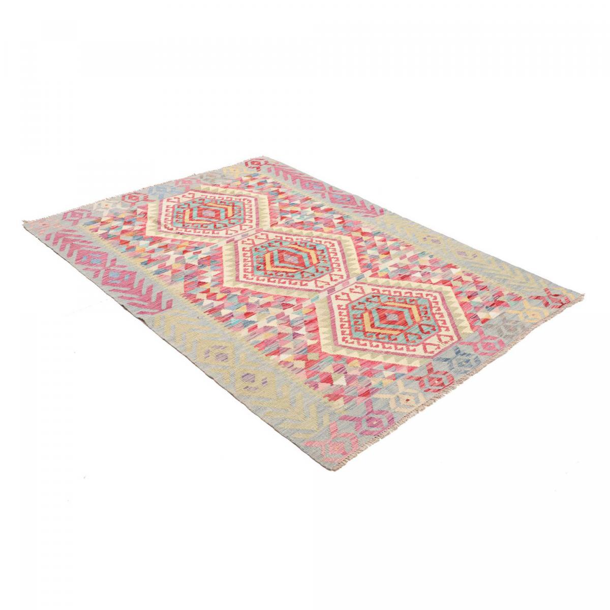 Tapis kilim au motif ethnique, tissé à plat en laine naturelle — vue 4