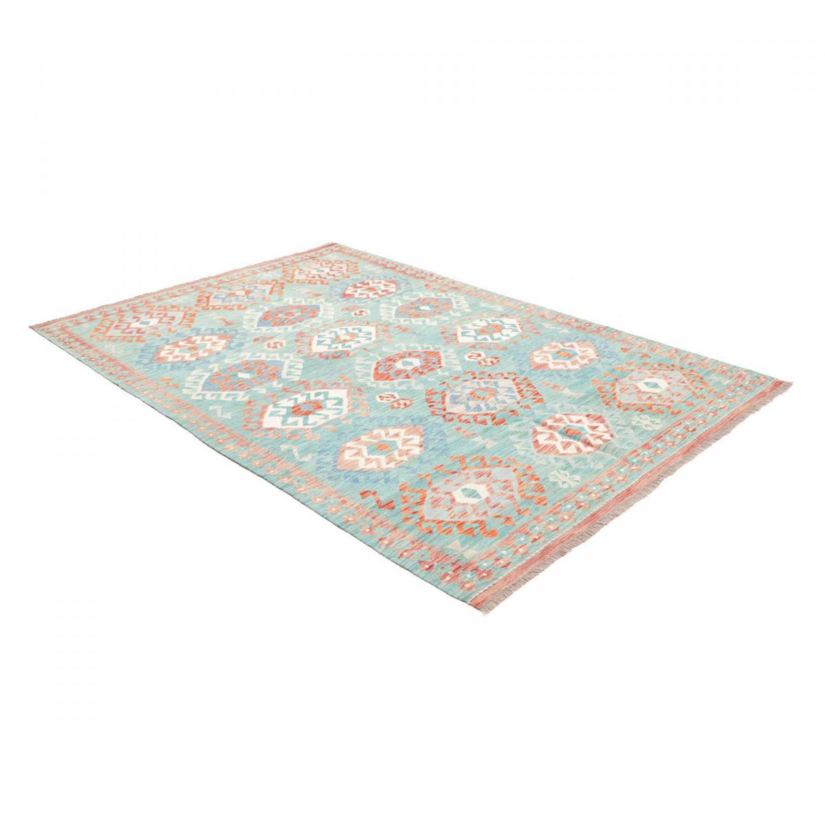 Tapis kilim géométrique, tissé à plat, en laine naturelle — vue 4