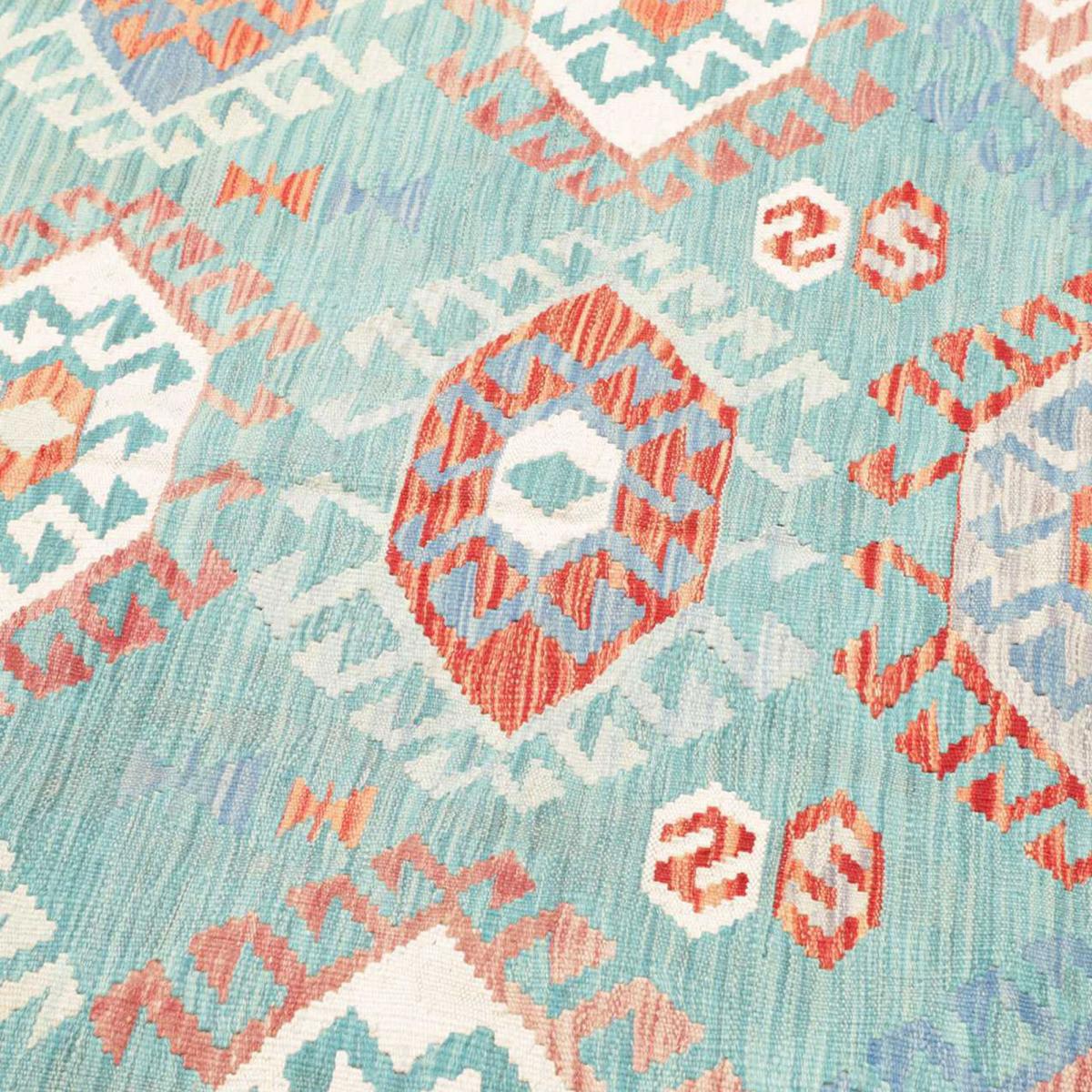 Tapis kilim géométrique, tissé à plat, en laine naturelle — vue 5